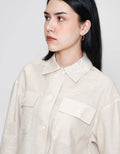 ZES Boxy Linen Look Jaket Wanita MASOW001