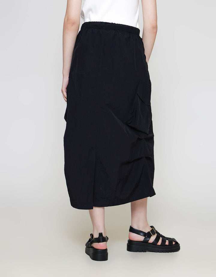 ZES Diagonal Pocket Parachute Rok Midi Wanita MASWB008