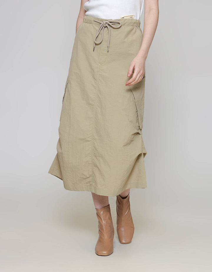 ZES Diagonal Pocket Parachute Rok Midi Wanita MASWB008