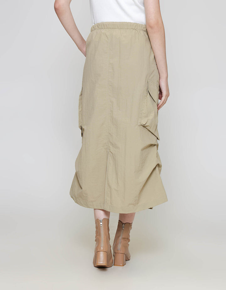 ZES Diagonal Pocket Parachute Rok Midi Wanita MASWB008