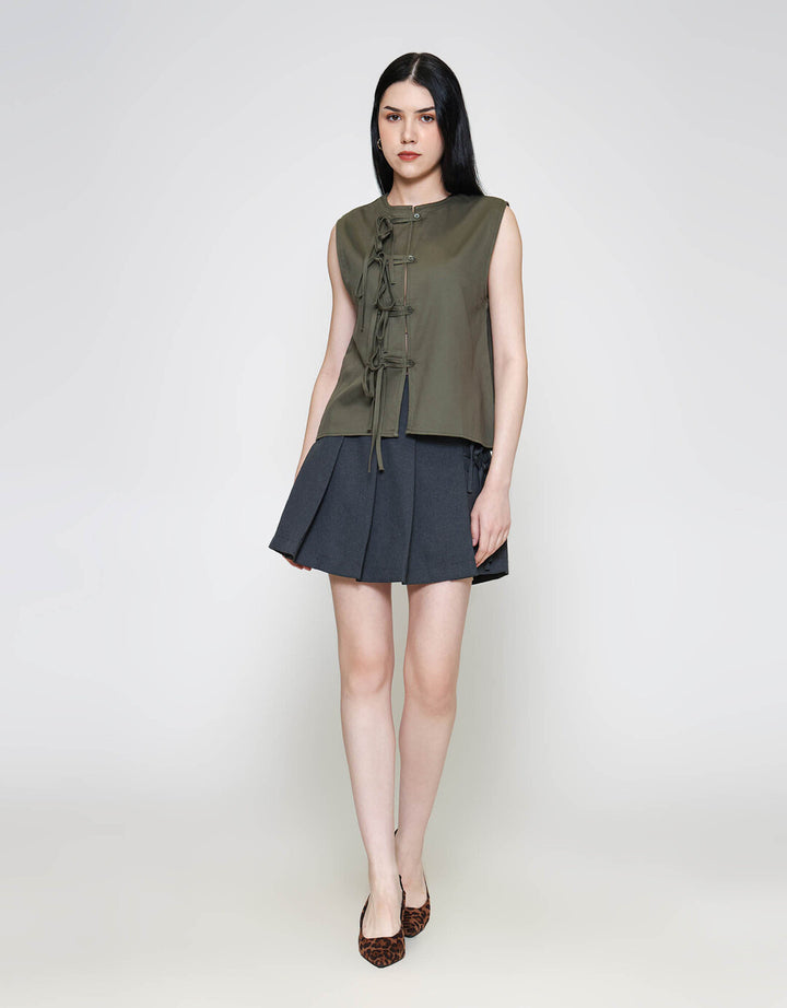 ZES Sleeveless Top With Tie Detail Blouse Wanita MASWT005