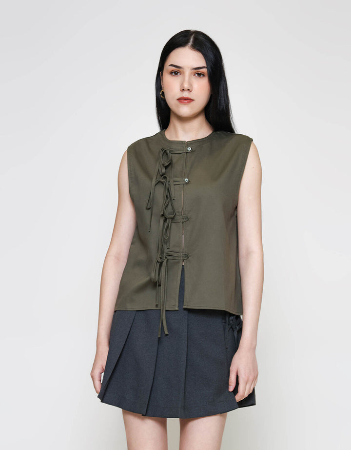 ZES Sleeveless Top With Tie Detail Blouse Wanita MASWT005
