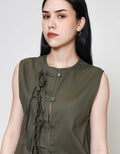 ZES Sleeveless Top With Tie Detail Blouse Wanita MASWT005