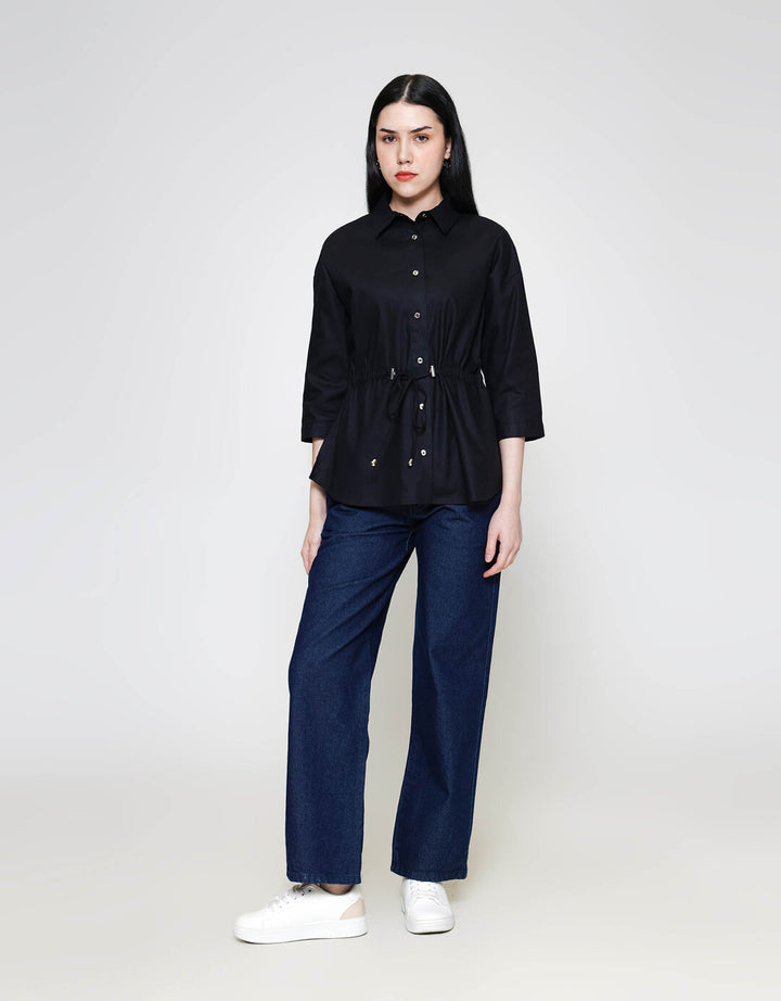 ZES With Waist Drawstring Kemeja Lengan Panjang Wanita TSBWT012