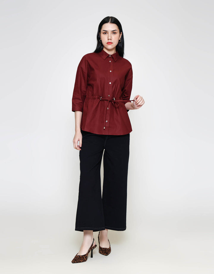 ZES With Waist Drawstring Kemeja Lengan Panjang Wanita TSBWT012