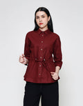 ZES With Waist Drawstring Kemeja Lengan Panjang Wanita TSBWT012