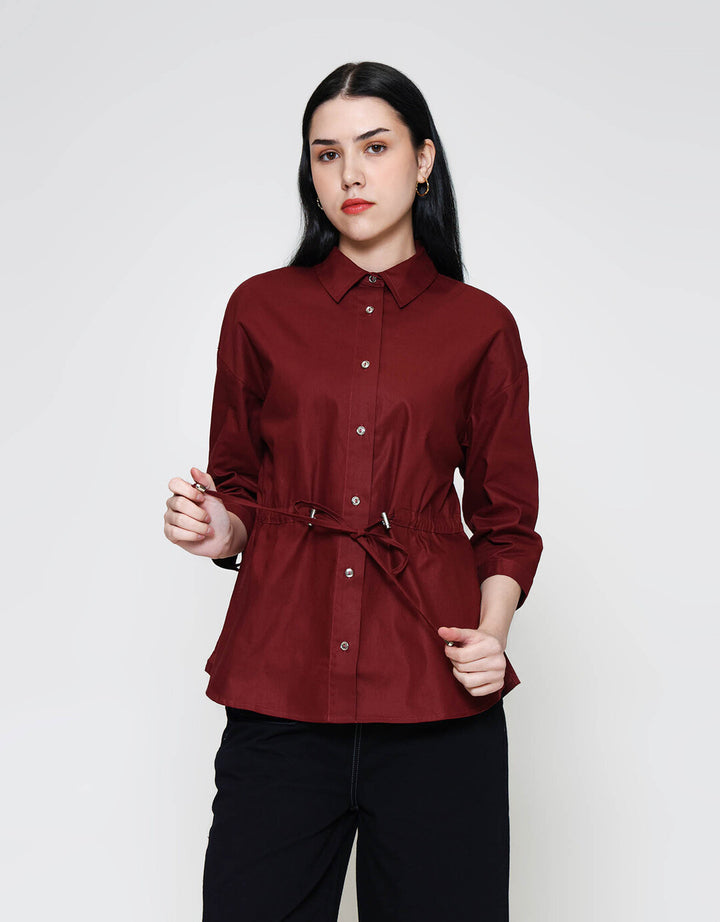 ZES With Waist Drawstring Kemeja Lengan Panjang Wanita TSBWT012
