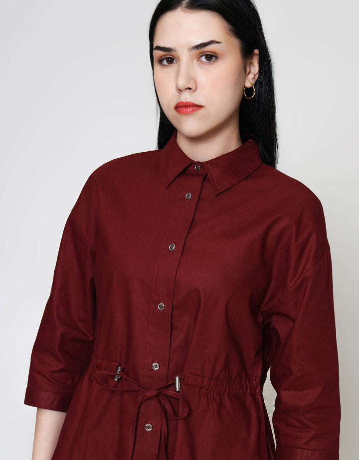 ZES With Waist Drawstring Kemeja Lengan Panjang Wanita TSBWT012