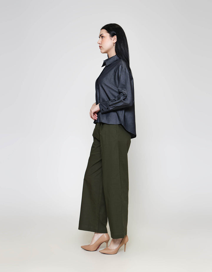 ZES Denim Look Kemeja Lengan Panjang Wanita TSBWT014