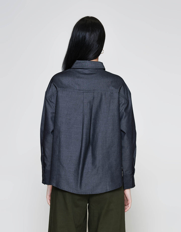 ZES Denim Look Kemeja Lengan Panjang Wanita TSBWT014
