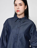 ZES Denim Look Kemeja Lengan Panjang Wanita TSBWT014