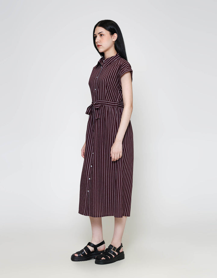 ZES Stripe Midi Dress Wanita TSBDD001