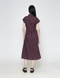 ZES Stripe Midi Dress Wanita TSBDD001
