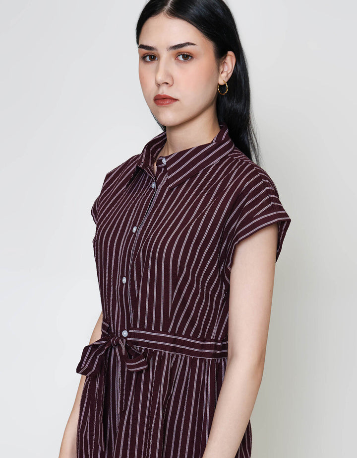 ZES Stripe Midi Dress Wanita TSBDD001