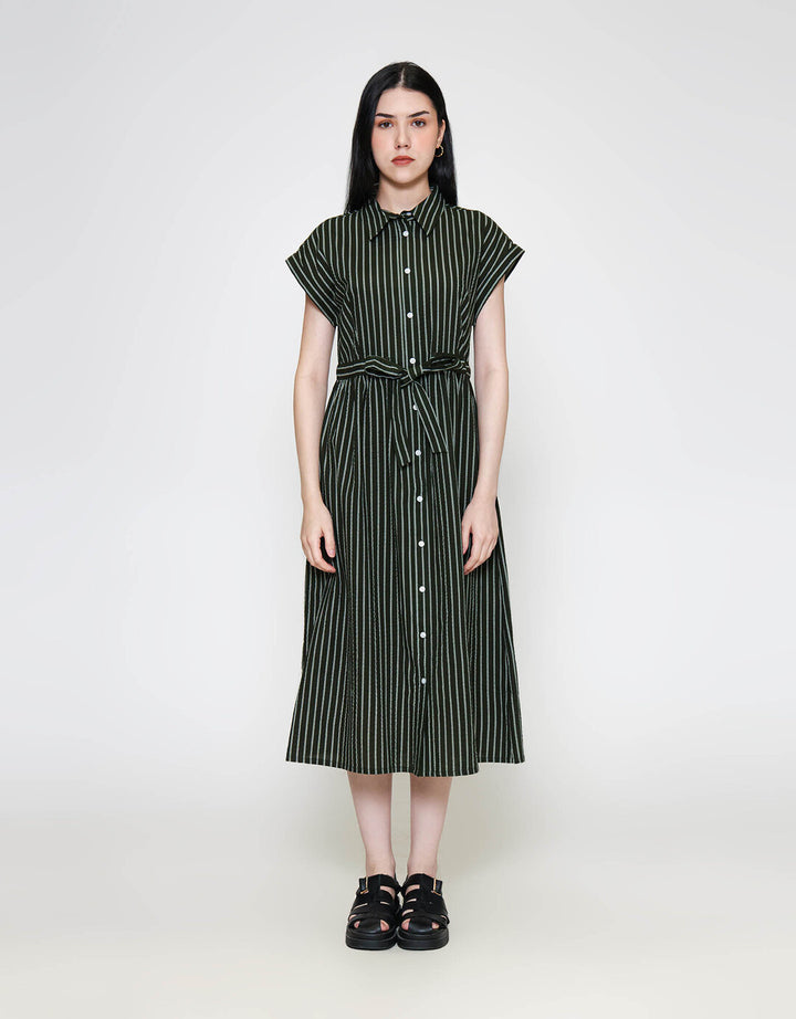 ZES Stripe Midi Dress Wanita TSBDD001
