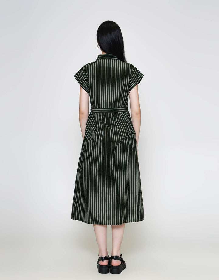 ZES Stripe Midi Dress Wanita TSBDD001