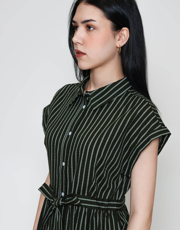 ZES Stripe Midi Dress Wanita TSBDD001