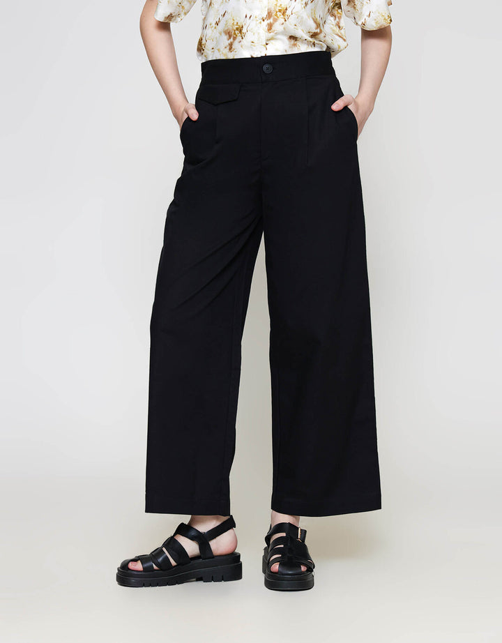 ZES Linen Look Straight With Pocket Underwaist Celana Panjang Wanita TSBWB006