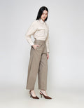 ZES Linen Look Straight With Pocket Underwaist Celana Panjang Wanita TSBWB006