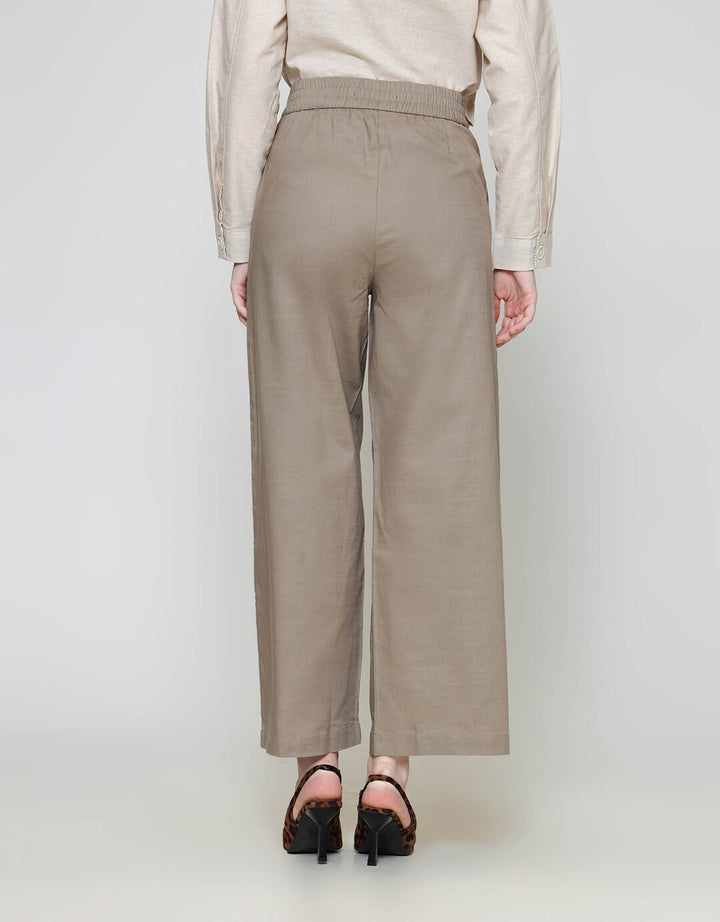 ZES Linen Look Straight With Pocket Underwaist Celana Panjang Wanita TSBWB006