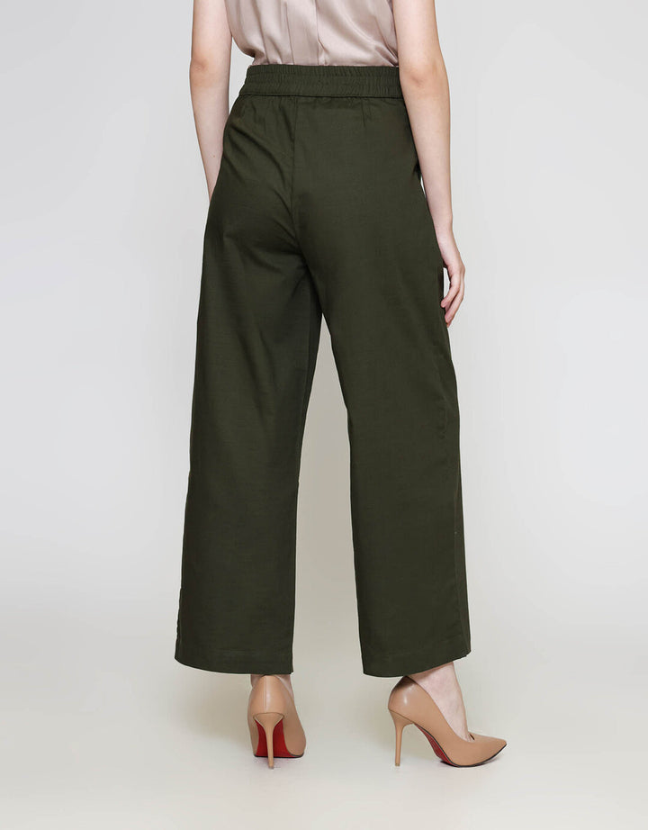 ZES Linen Look Straight With Pocket Underwaist Celana Panjang Wanita TSBWB006