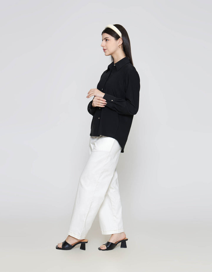 ZES Basic Flowy Plain Kemeja Wanita NIFWT006