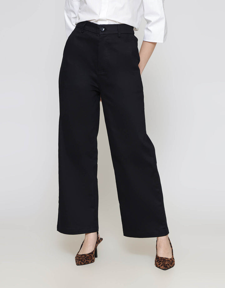 ZES Contrast Stitching Celana Panjang Wanita NIFWB010