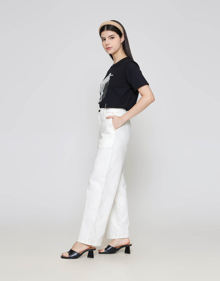 ZES Contrast Stitching Celana Panjang Wanita NIFWB010