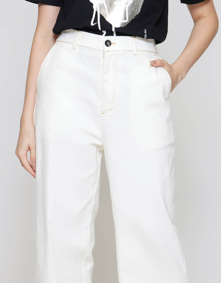 ZES Contrast Stitching Celana Panjang Wanita NIFWB010