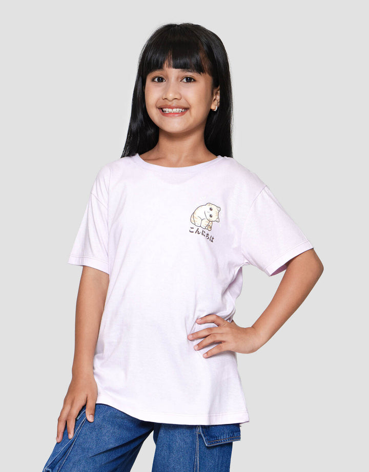 Nevada Print Cat Meow Kaos Anak Perempuan