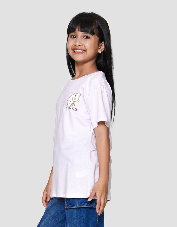Nevada Print Cat Meow Kaos Anak Perempuan