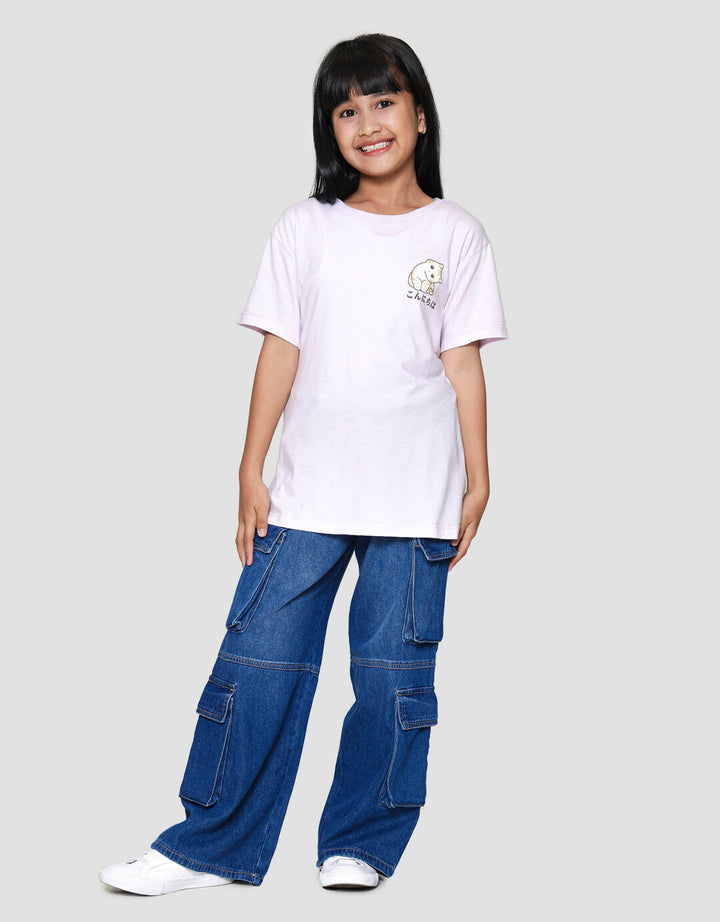 Nevada Print Cat Meow Kaos Anak Perempuan