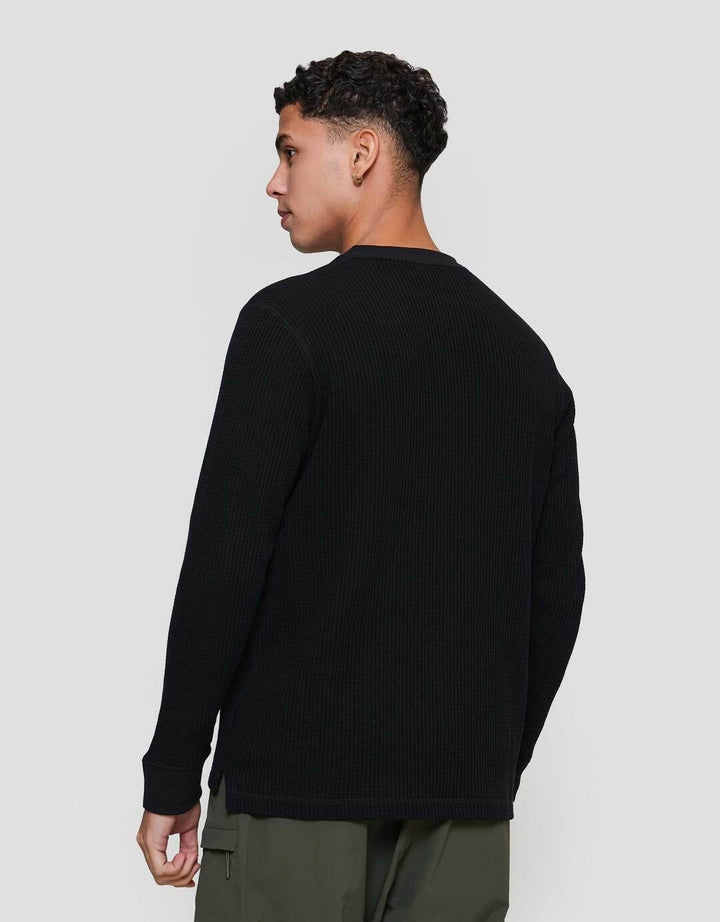 Suko T-Shirt Waffle Kerah Bulat Kaos Lengan Panjang Pria