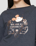 Disney Boatneck Baby Terry Print Mickey Mouse Sweater Wanita