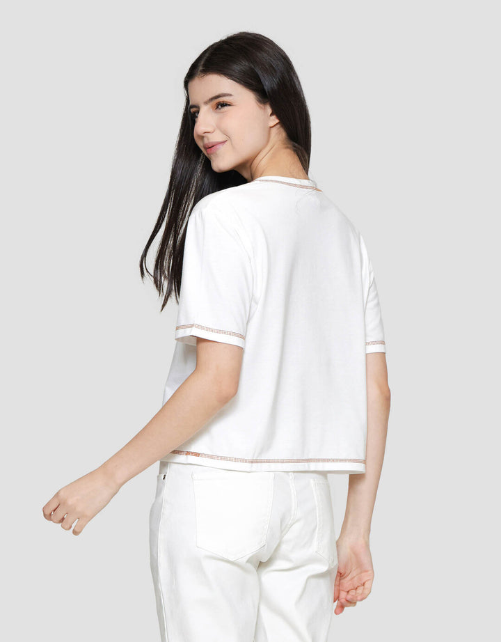 Disney Print Embro Mickey Mouse Kaos Lengan Pendek Wanita