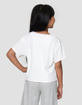 Nevada Rib Contrast Stitching Bordir Kaos Anak Perempuan