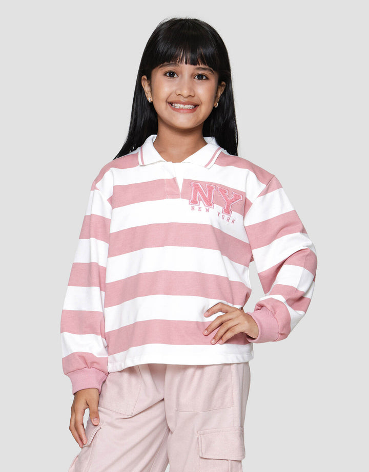 Nevada Stripe Bordir Chenile Sweater Anak Perempuan