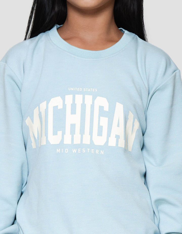 Nevada Texture Stopper Bawah Sablon Michigan Sweater Anak Perempuan