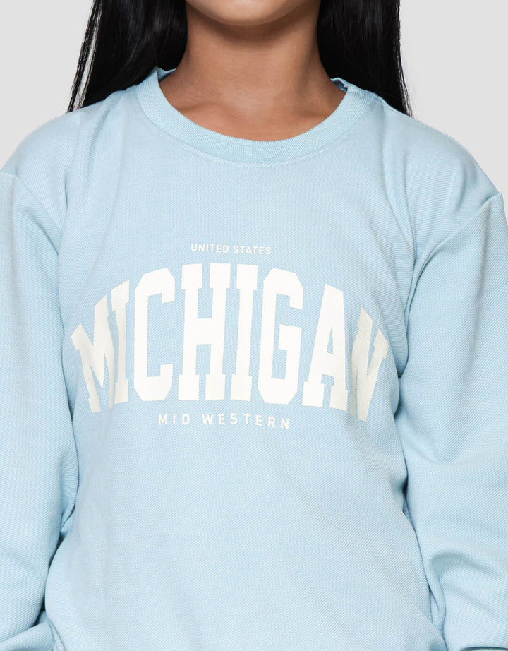 Nevada Texture Stopper Bawah Sablon Michigan Sweater Anak Perempuan