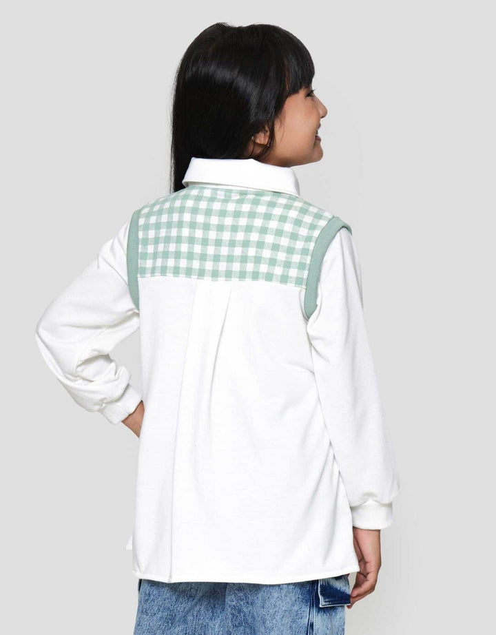 Nevada Print Checkered With Collar Sweater Anak Perempuan