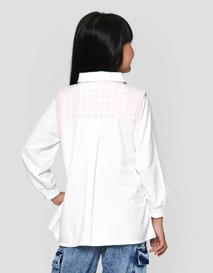 Nevada Print Checkered With Collar Sweater Anak Perempuan