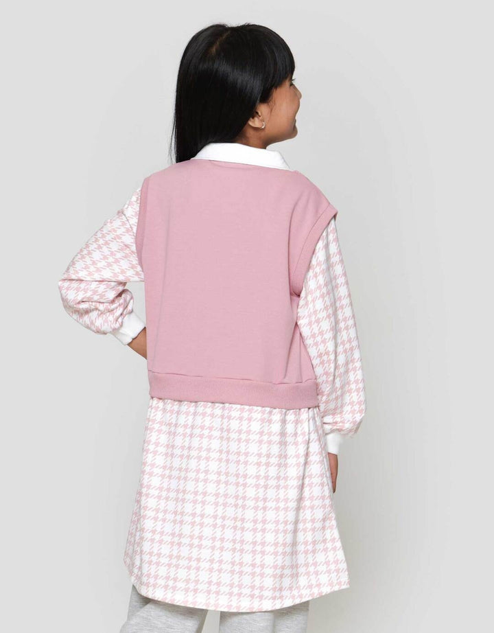 Nevada Knit Fake 2Pcs Kombi Print Dress Anak Perempuan