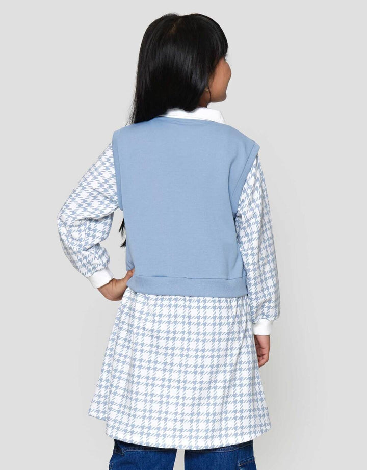 Nevada Knit Fake 2Pcs Kombi Print Dress Anak Perempuan