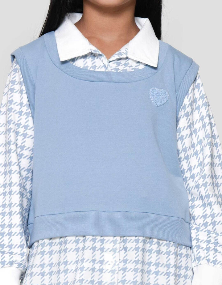 Nevada Knit Fake 2Pcs Kombi Print Dress Anak Perempuan