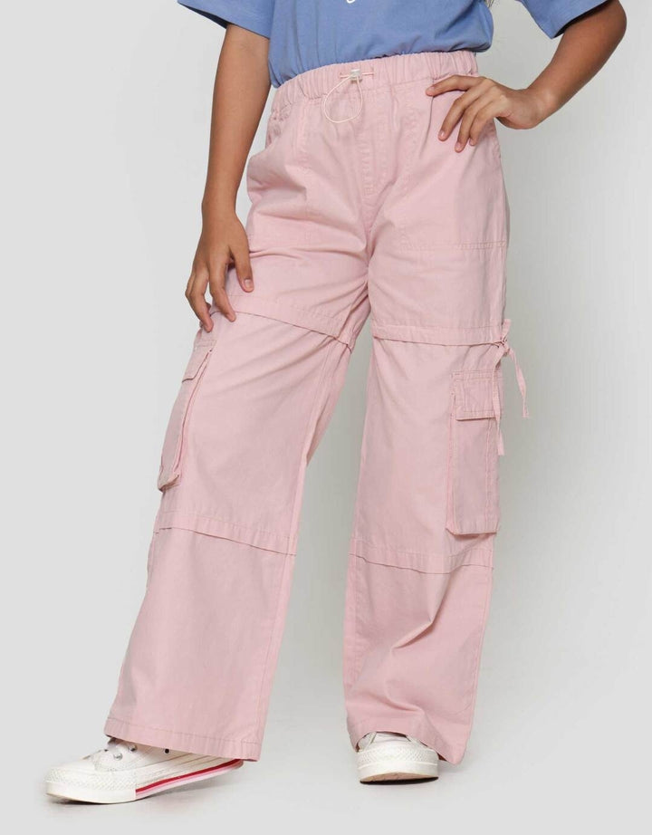 Nevada Wide Leg Ribbon Cargo Celana Panjang Anak Perempuan