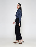 ZES Denim Long Pants Wide Leg Double Pocket Under Waist BLDD003