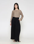 ZES Double Button Wide Leg Celana Panjang Wanita NIFWB012