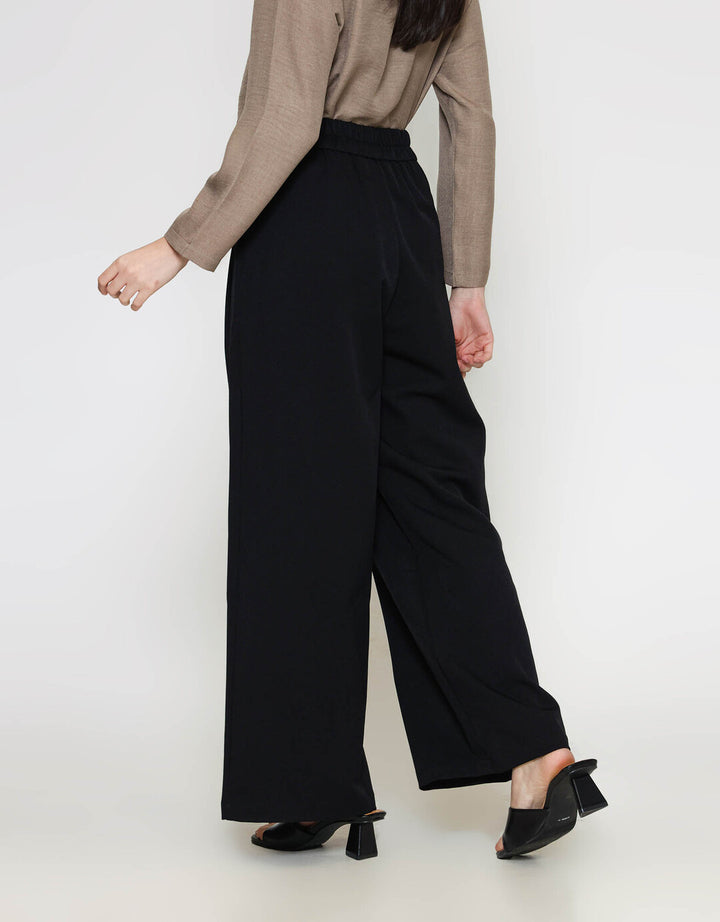ZES Double Button Wide Leg Celana Panjang Wanita NIFWB012