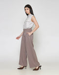 ZES Double Button Wide Leg Celana Panjang Wanita NIFWB012