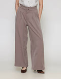 ZES Double Button Wide Leg Celana Panjang Wanita NIFWB012